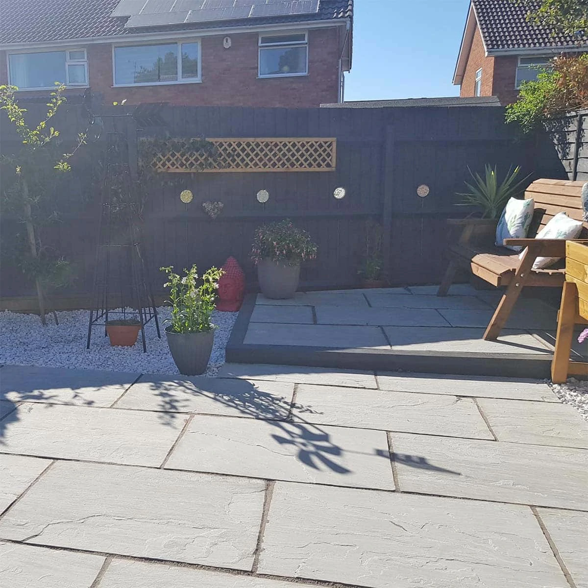 Kandla Grey Indian Sandstone Paving Slabs - Tumbled - 600x600 - 22mm